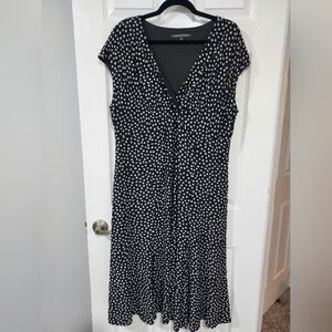 Jones Wear Dress Black and White Polka Dot Midi Dress in Size 22W (Woman)